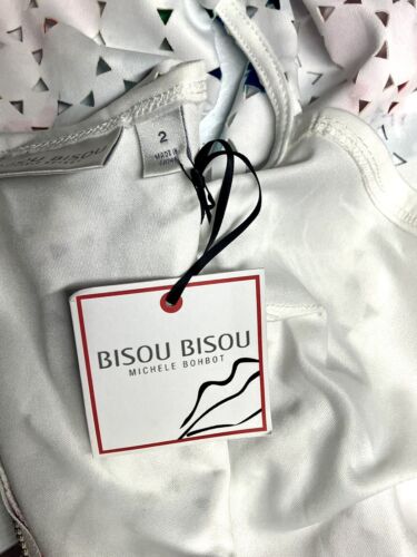 Bisou Bisou Women's White With Colors Sleeveless Zip Up Dress Size 2 NWT