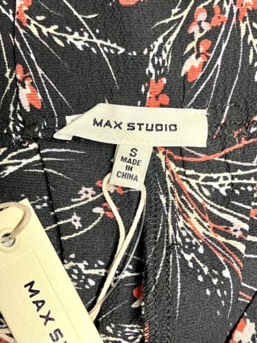 Max Studio Womens Black Floral Elastic Waist Pants Size Small NWT