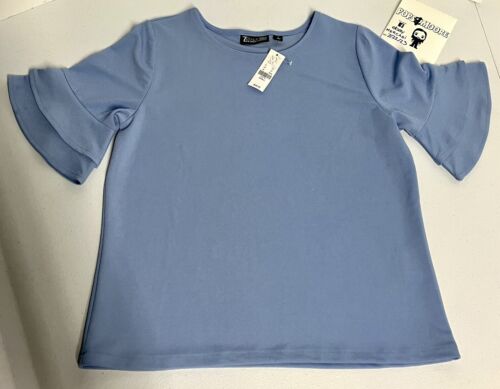 7th Avenue Design Studio Blue Short Sleeve Shirt Size Small NWT.