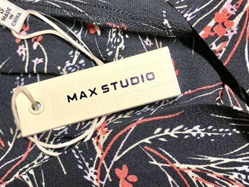 Max Studio Womens Black Floral Elastic Waist Pants Size Small NWT