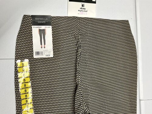 Rafaella Womens Black ￼Striped Pull On Pants Size 8 NWT