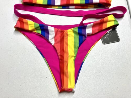 Zaful Women's Rainbow Stripped Sleeveless 2 Piece Swimwear Size Small NWT