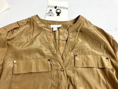 Charter Club Women's Brown Long Sleeve Blouse Size Medium NWT