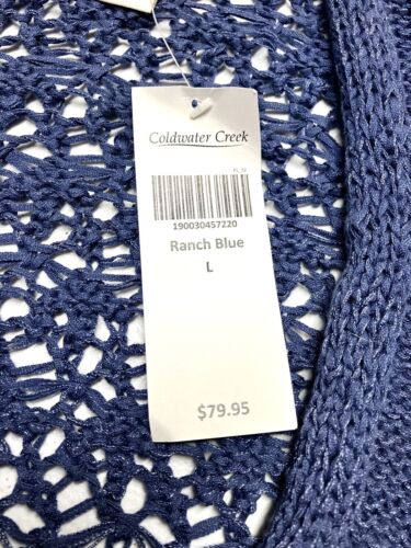 Coldwater Creek Women’s Ranch Blue Short Sleeve Sweater Size Large NWT