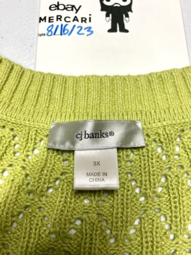 CJ Banks Women's Green Short Sleeve Sweater Size 3X NWT