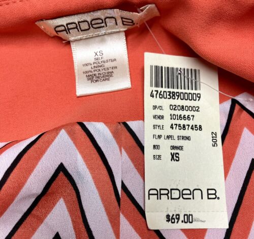 Arden B. Women’s Orange Long Sleeve Jacket Size XS NWT