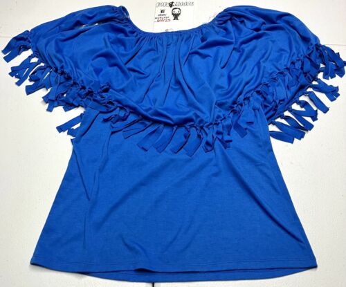 N Y Collection Women’s Blue Short Sleeve Shirt Size Large NWT