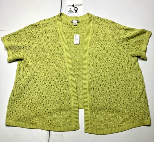 CJ Banks Women's Green Short Sleeve Sweater Size 3X NWT