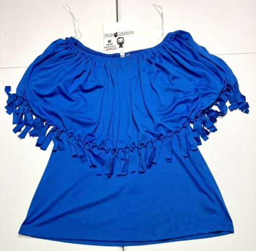 N Y Collection Women’s Blue Short Sleeve Shirt Size Large NWT