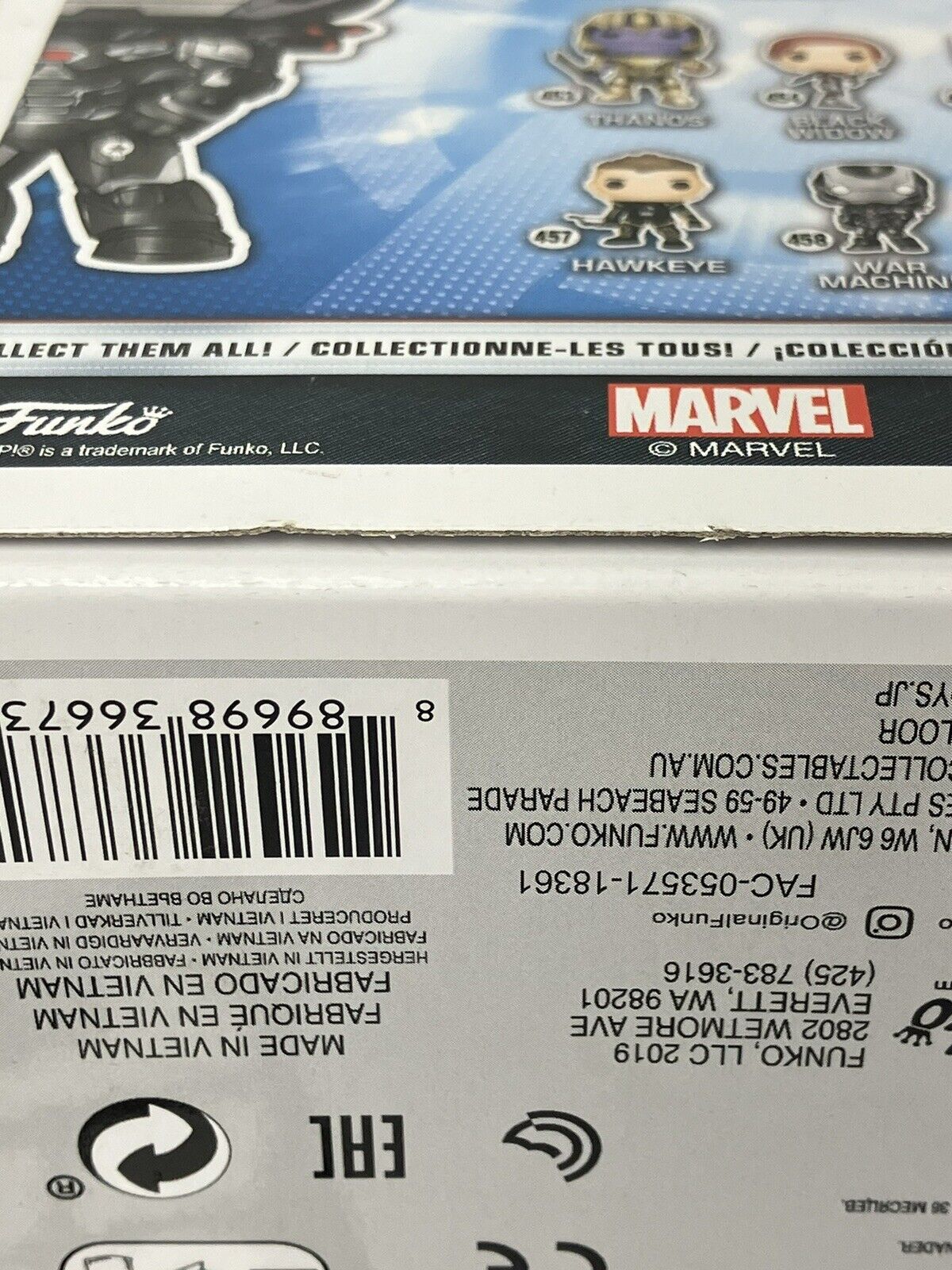 Funko Pop! Marvel Avengers: War Mechine 458 Vinyl Figure With Protector