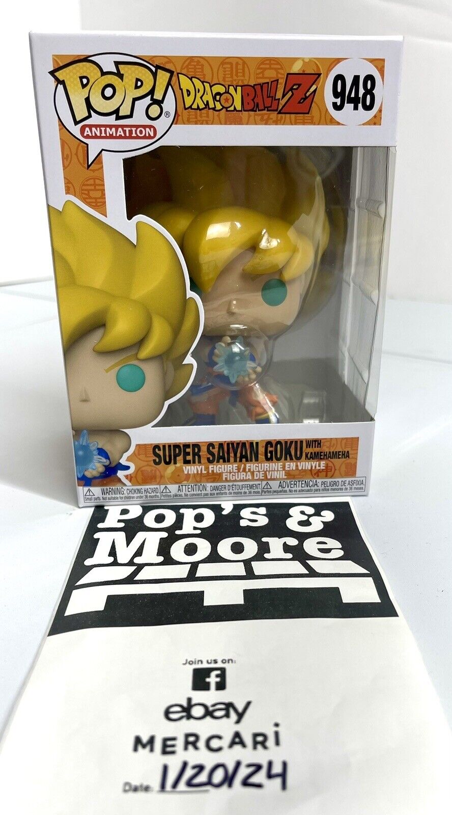 Dragon Ball Z Super Saiyan Goku With Kamehameha Wave Funko Pop #948 Brand New!