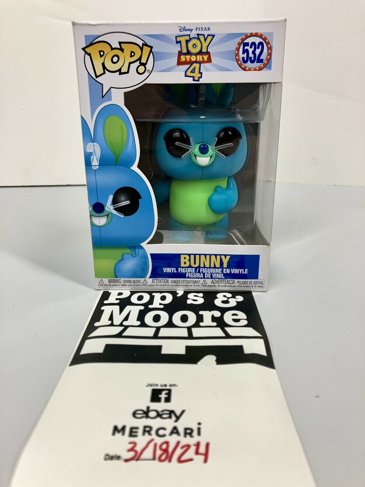 Funko Pop! Disney Toy Story 4: Bunny 532 Vaulted Vinyl Figure With Protector