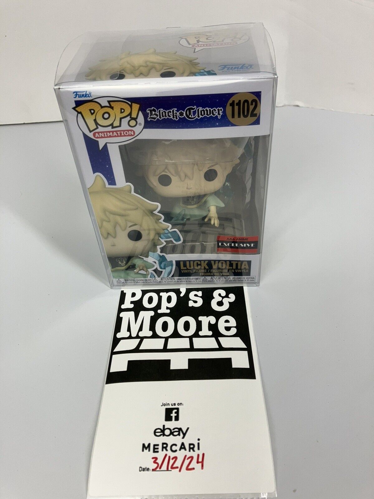 Funko Pop! Black Clover: Luck Voltia 1102 Exclusive Vinyl Figure W/ Protector