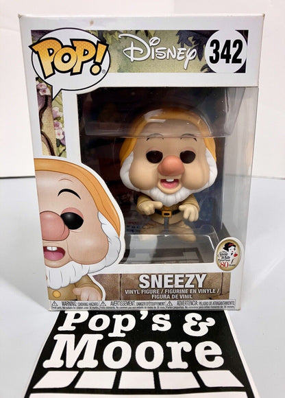 Funko Pop! Disney: Sneezy 342 Vaulted Vinyl Figure With Box damaged & Protector