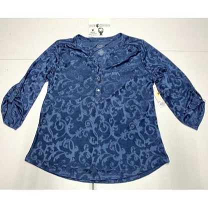 Croft Barrow Women’s Shirt Size PS Blue Long Sleeve NWT